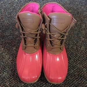 Pink Sperry duck boots